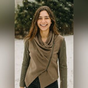 Blank NYC Olive Asymmetrical Drape Front Faux Leather Jacket